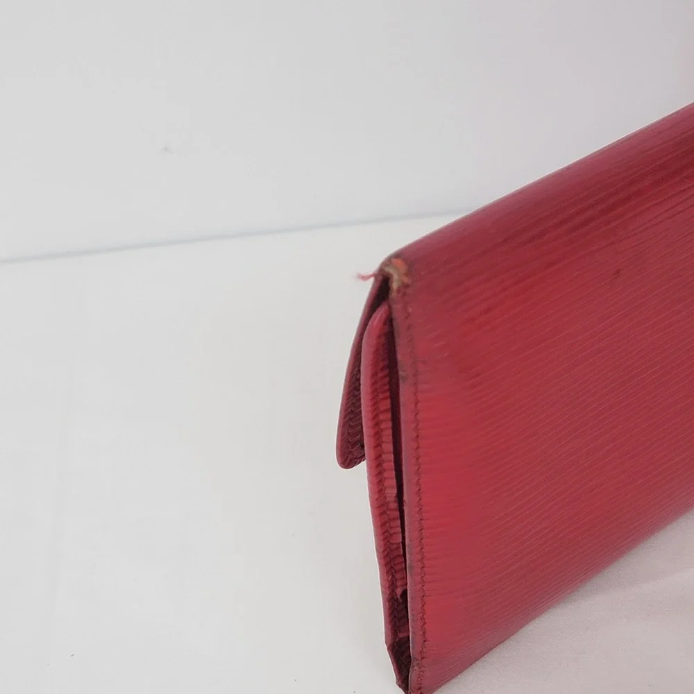 Louis Vuitton Red Epi Leather Long Wallet Card Holder Organizer Authentic